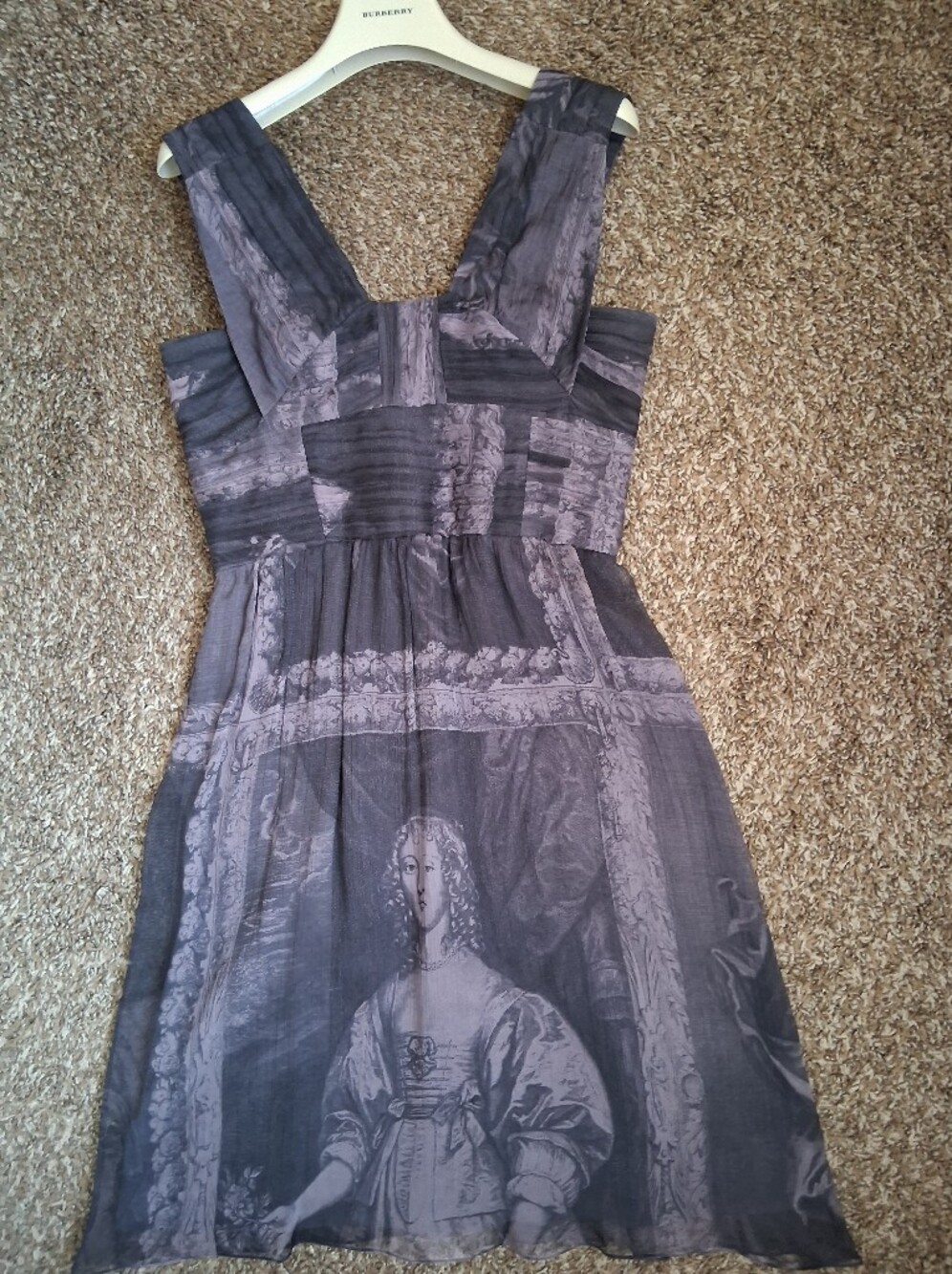 Burberry Old Masters Dark Purple and Black Silk Dress